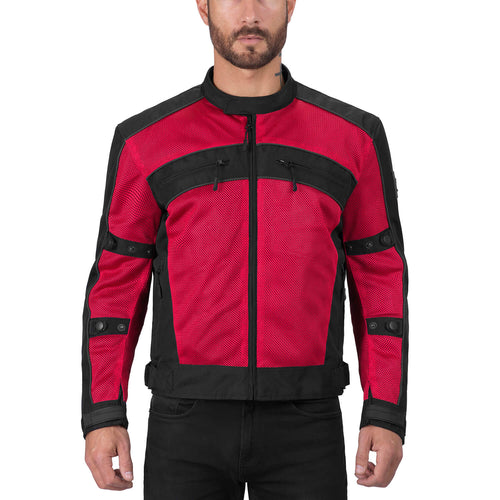 Viking Cycle Ironside Red Textile Motorcycle Jacket for Men