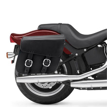 Nomad USA Slanted Black Leather Motorcycle Medium Saddlebags with Buckles