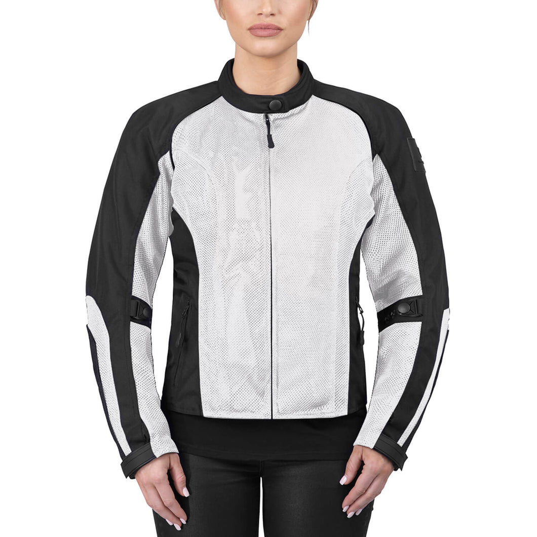 Viking Cycle Warlock Silver/Gray Mesh Motorcycle Jacket for Women
