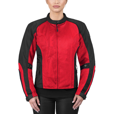Viking Cycle Warlock Red Mesh Motorcycle Jacket for Women
