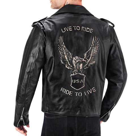 Viking Cycle/Nomad USA Angel Fire Black Leather Motorcycle Jacket for Men