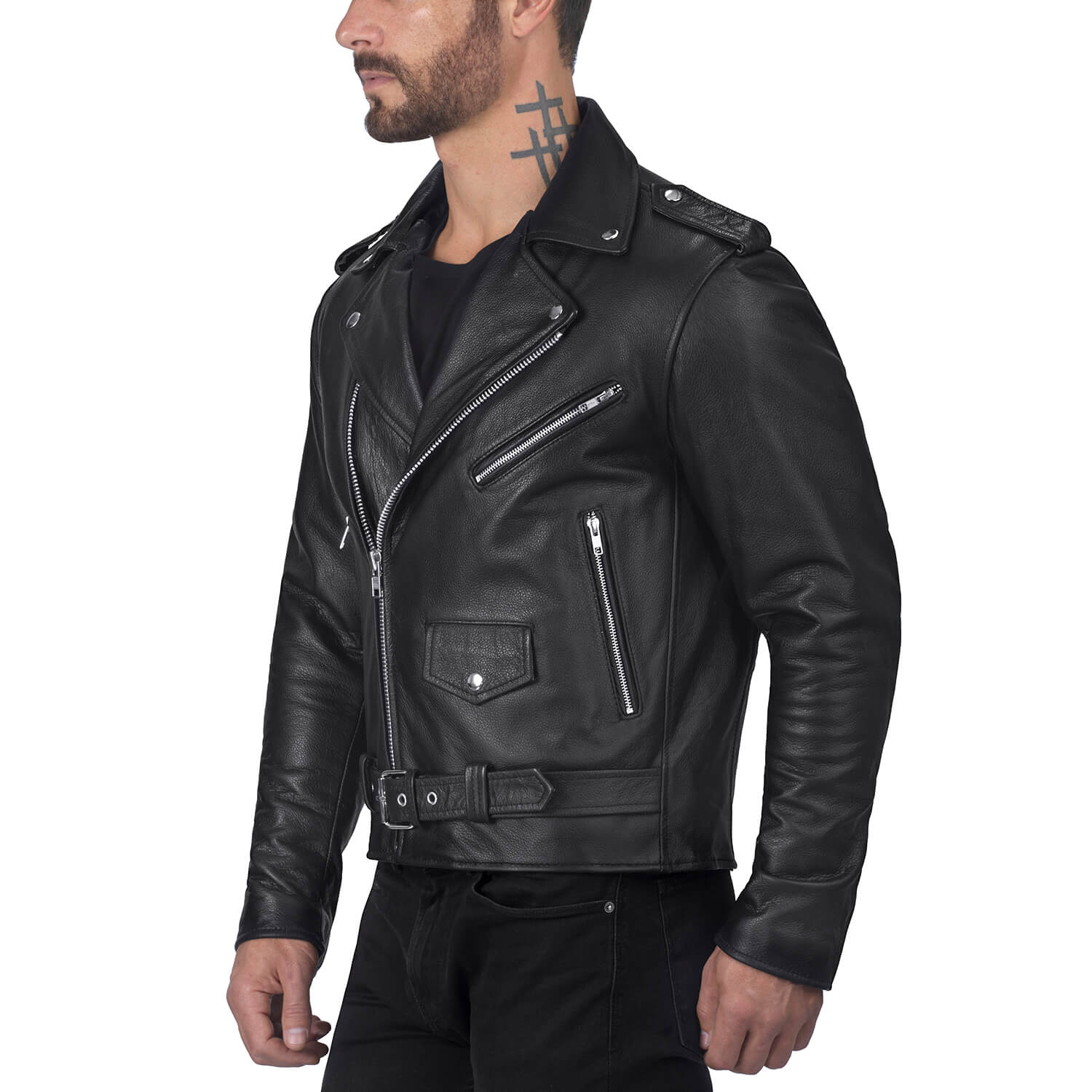 Angel Fire Mens Motorcycle Leather Jacket