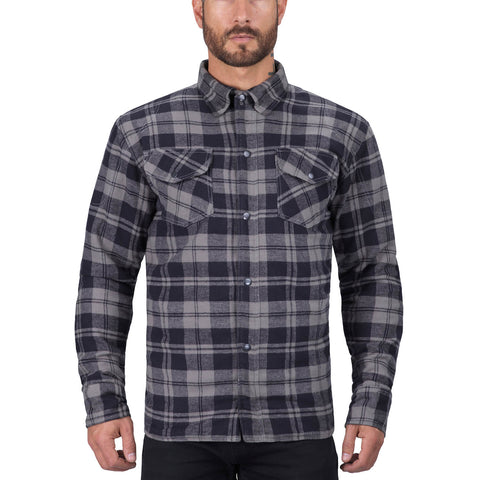 Viking Cycle Gray Textile Motorcycle Flannel Shirt for Men