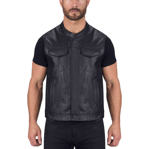 Viking Cycle Gardar Leather Motorcycle Vest for Men