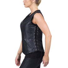 Viking Cycle Haughty Black Leather Motorcycle Vest for Women