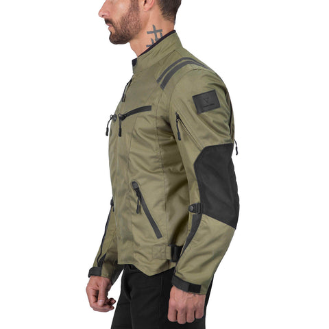 Viking Cycle Ironborn Military Green Textile Motorcycle Jacket for Men