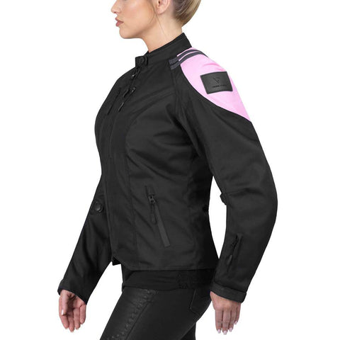 Viking Cycle Ironborn Black/Pink Textile Motorcycle Jacket for Women