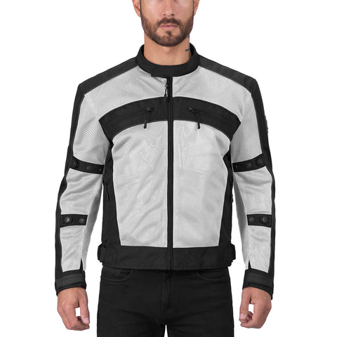 Viking Cycle Ironside Silver Textile Motorcycle Jacket for Men