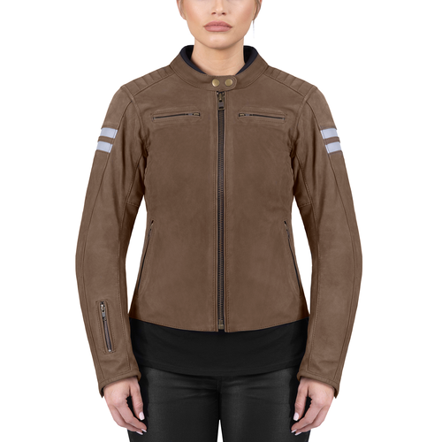 Viking Cycle Vintage Brown Leather Motorcycle Jacket for Women