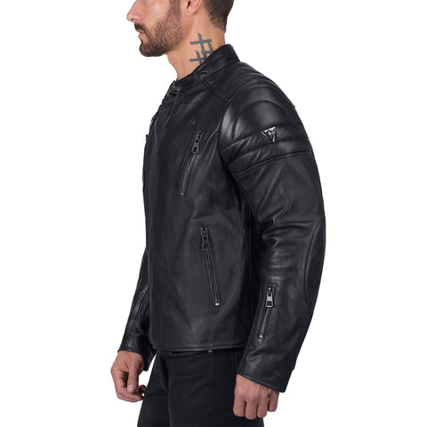 Viking Cycle Cafe Premium Black Leather Motorcycle Jacket for Men
