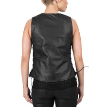 Viking Cycle Rowdy Black Leather Motorcycle Vest for Women
