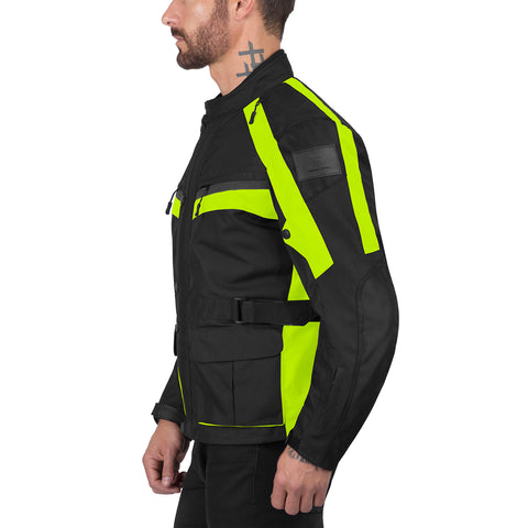 Viking Cycle Enforcer Hi Viz Neon Textile Motorcycle Touring Jacket for Men